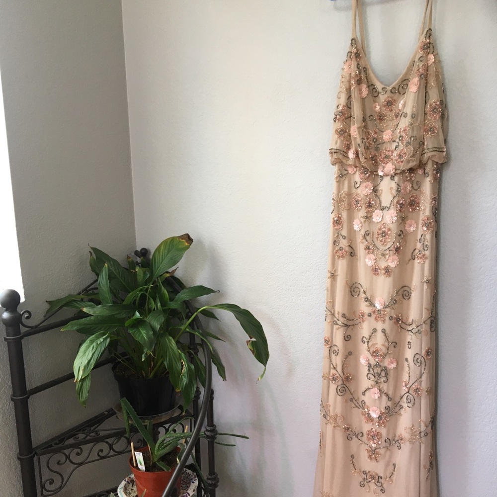 Multi colored floral beaded blouson gown